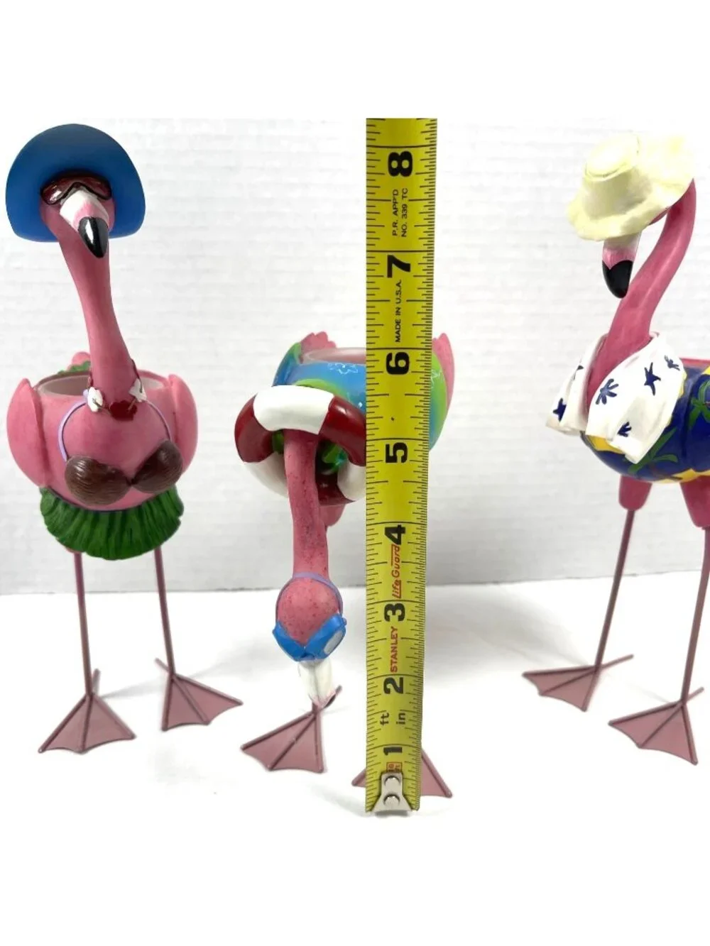 Vintage Lot Tropical Flamingo Family Set Anthropomorphic Tea Light Candle Holder